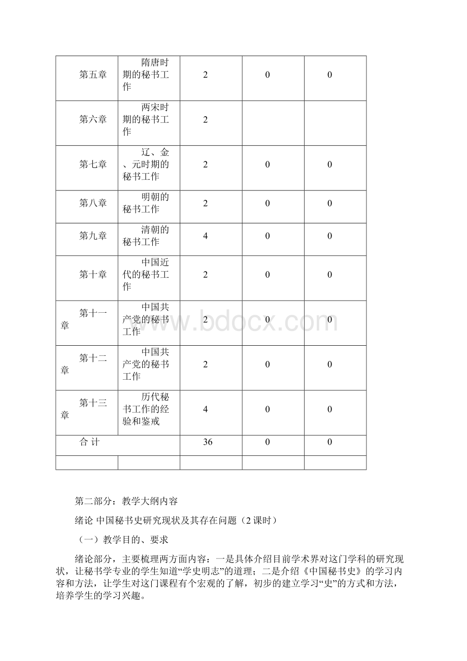 《中国秘书史》教学大纲设计Word文档下载推荐.docx_第3页