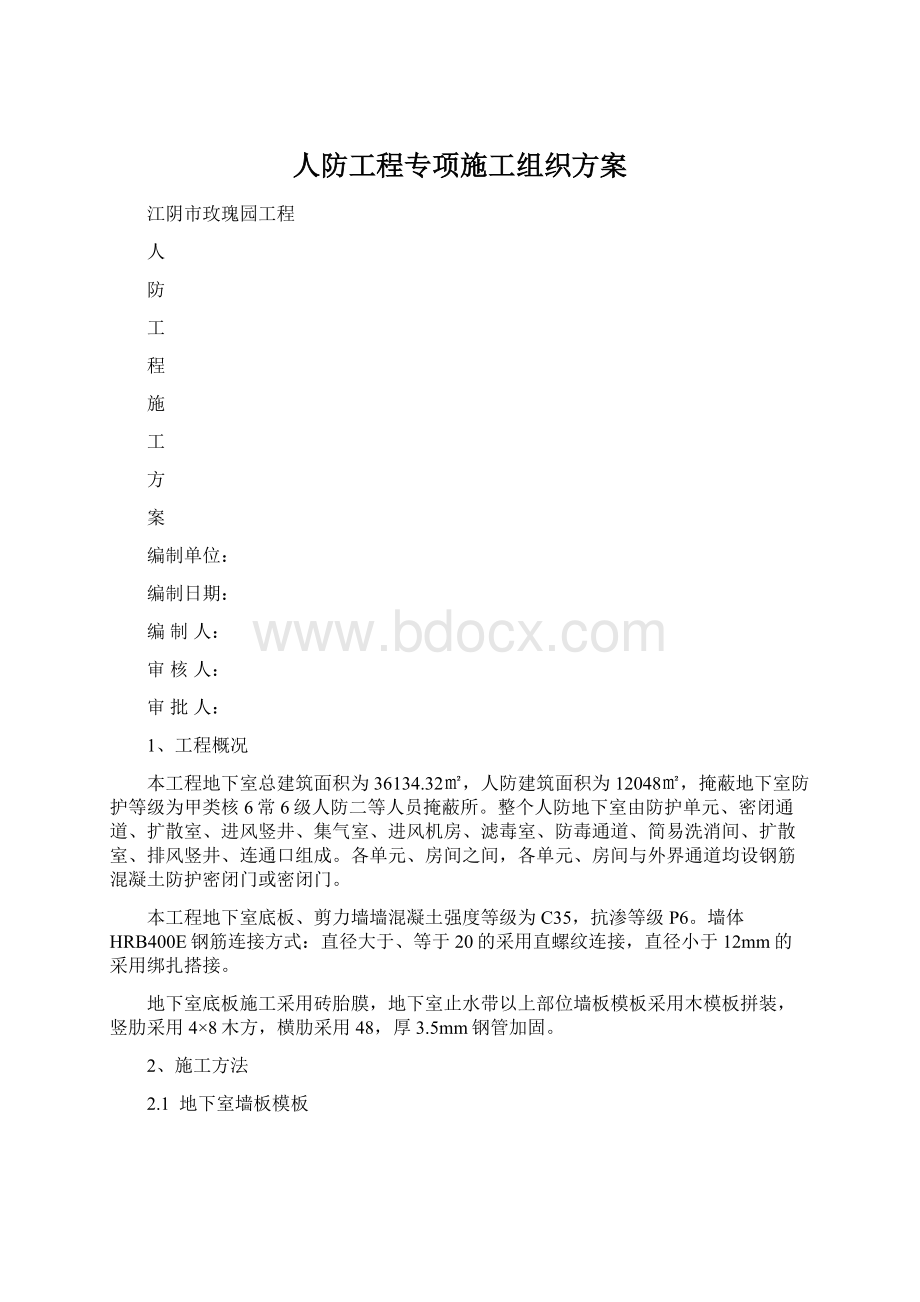 人防工程专项施工组织方案.docx