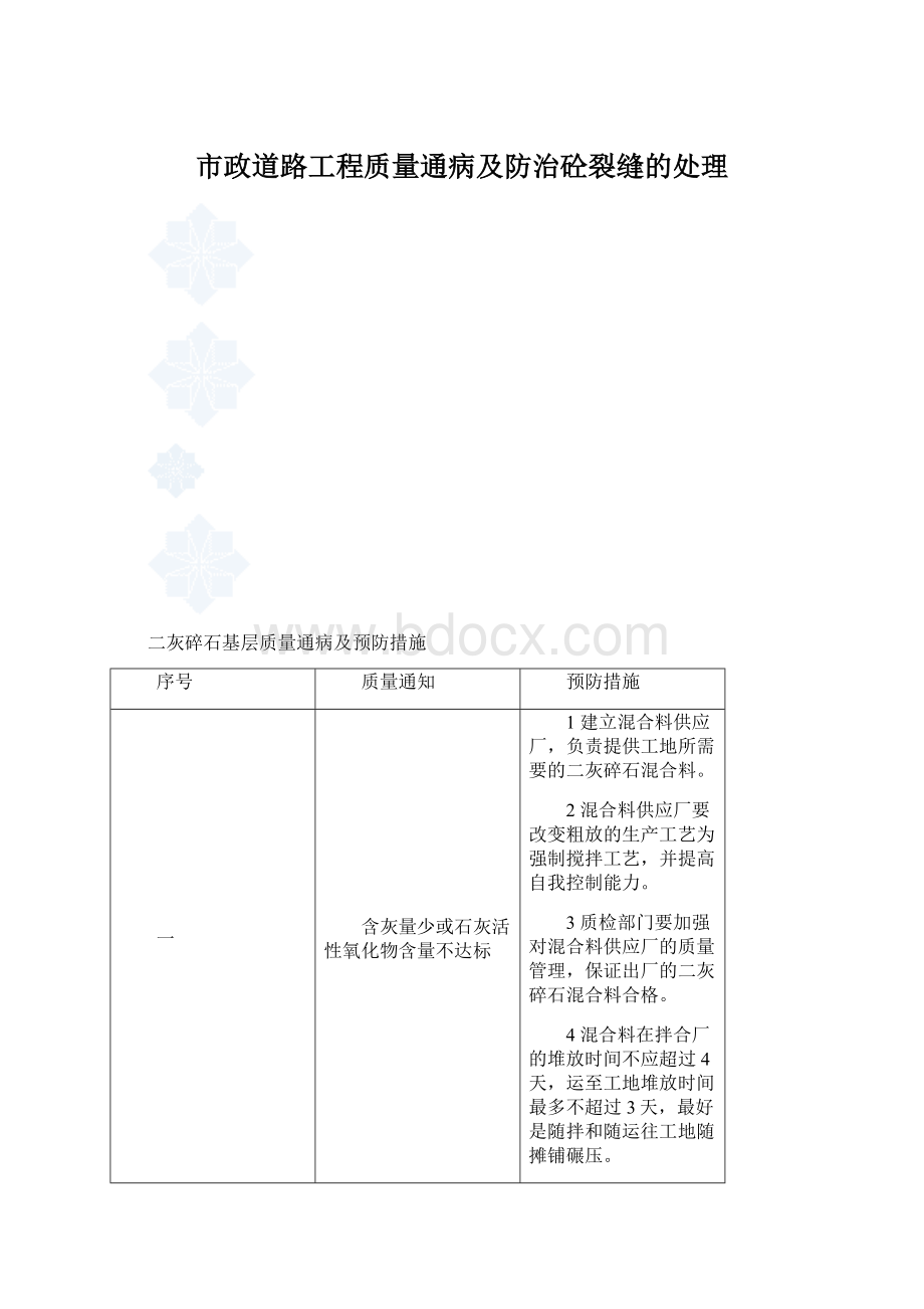 市政道路工程质量通病及防治砼裂缝的处理Word下载.docx_第1页