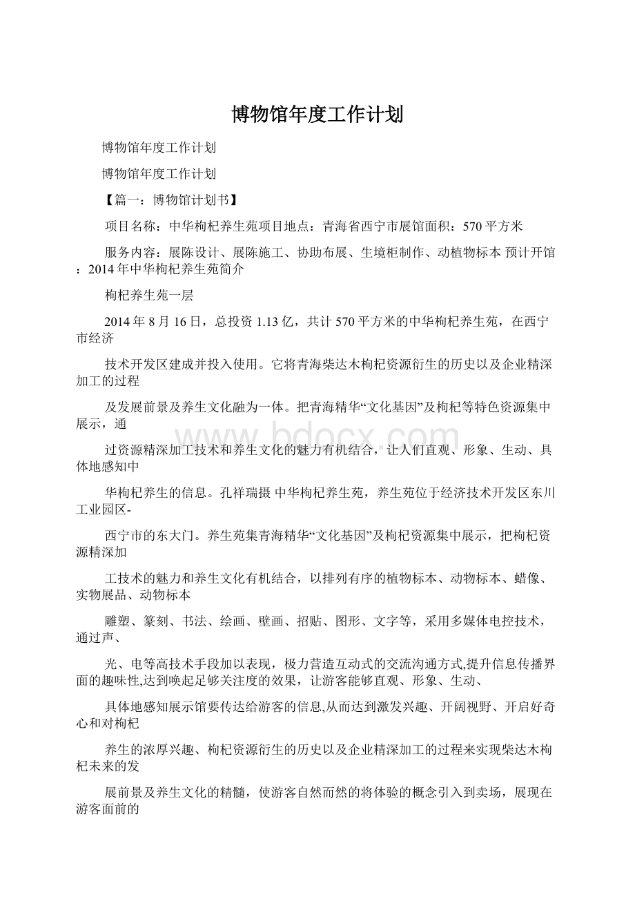 博物馆年度工作计划.docx_第1页