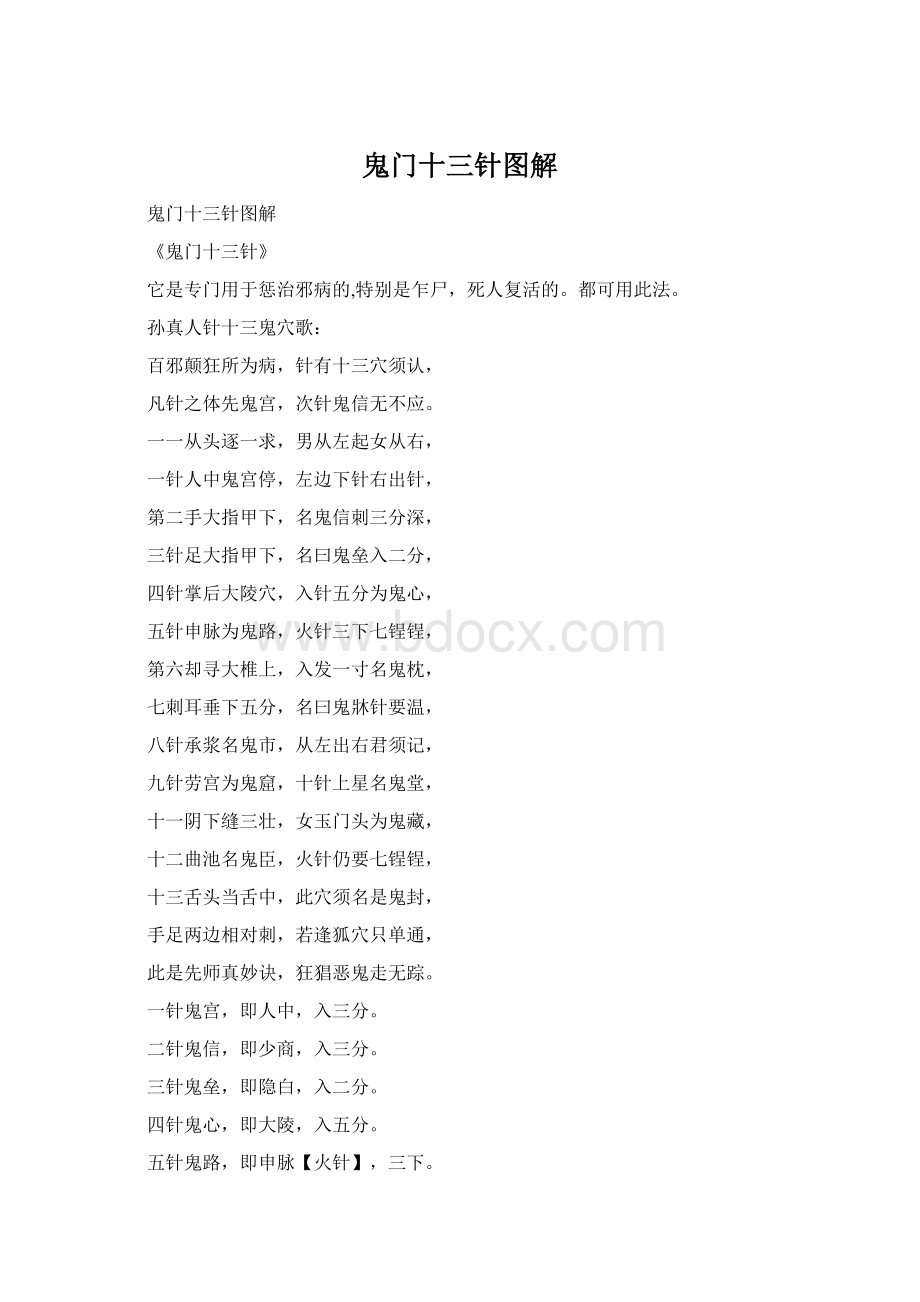 鬼门十三针图解Word格式.docx