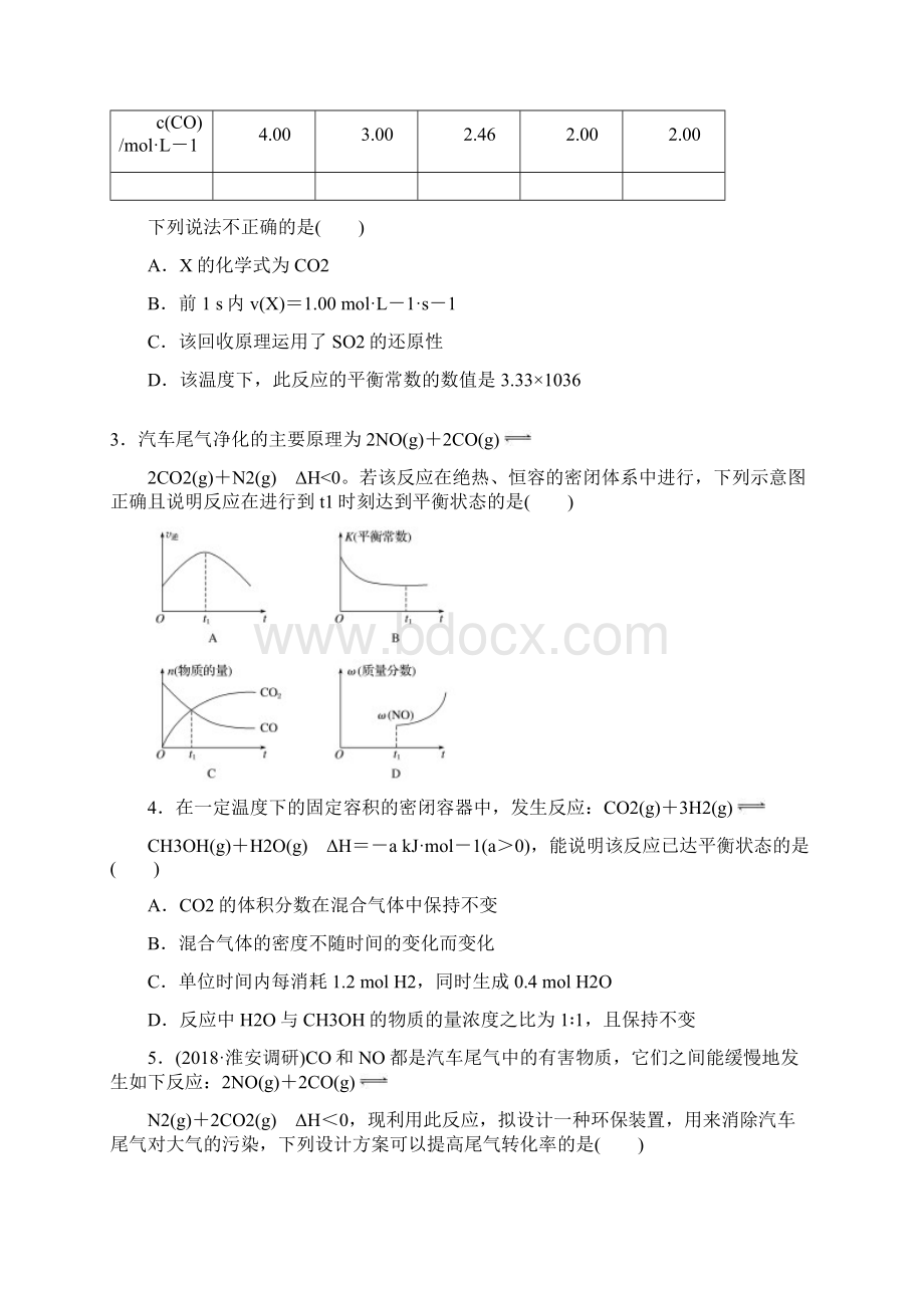 届苏教版化学反应速率与化学平衡单元测试.docx_第2页