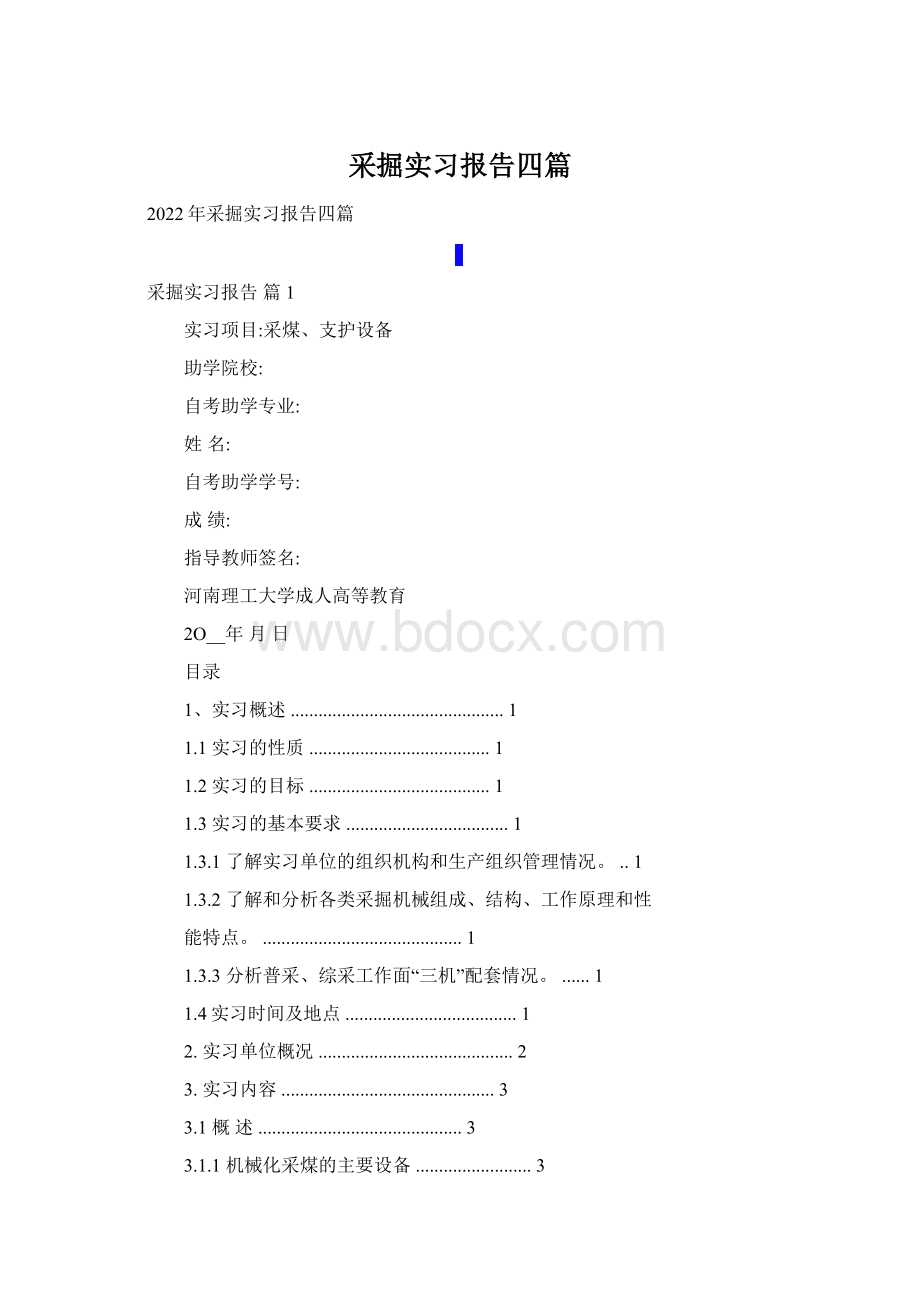 采掘实习报告四篇文档格式.docx