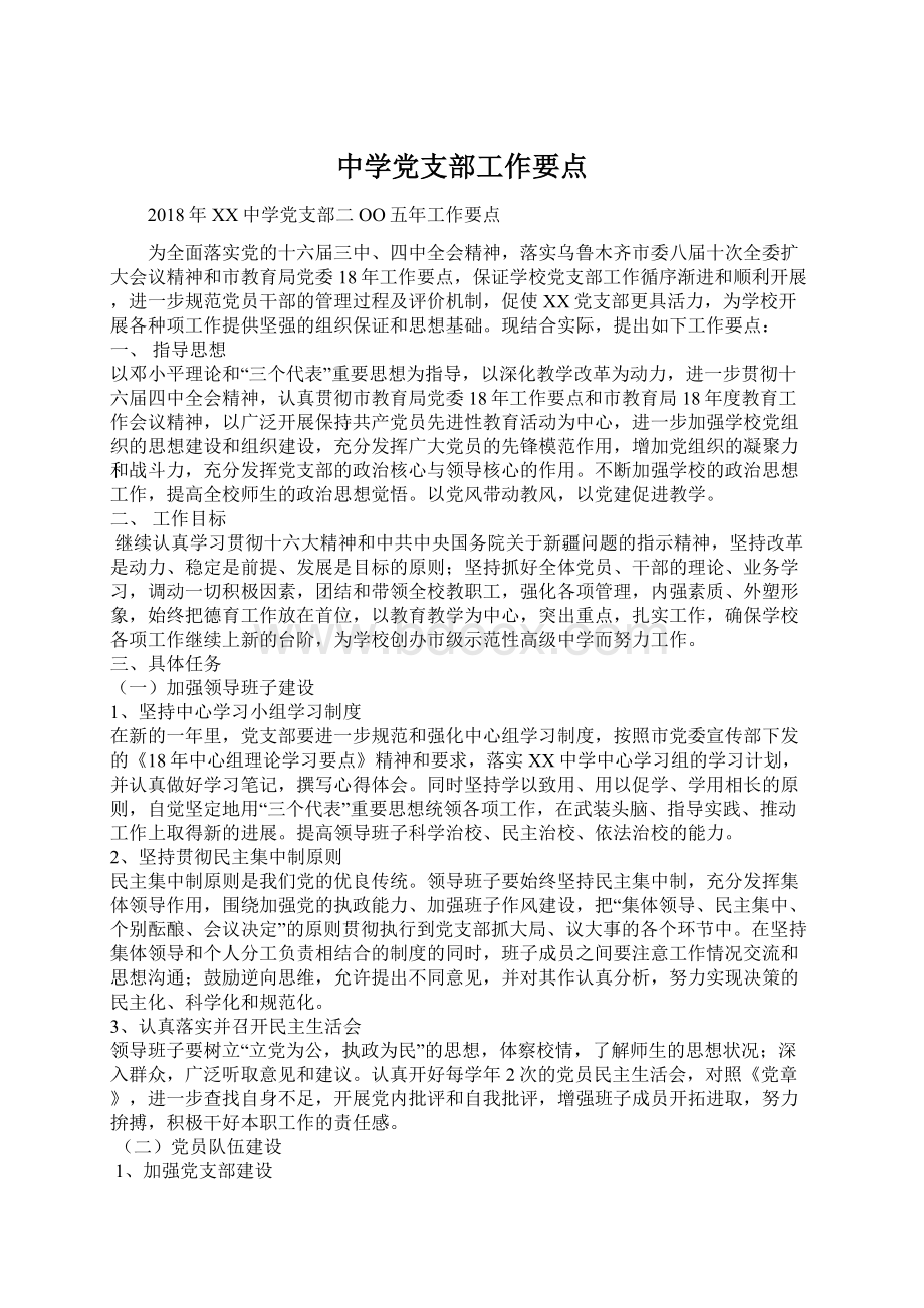 中学党支部工作要点文档格式.docx_第1页