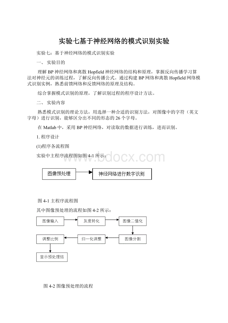 实验七基于神经网络的模式识别实验.docx_第1页