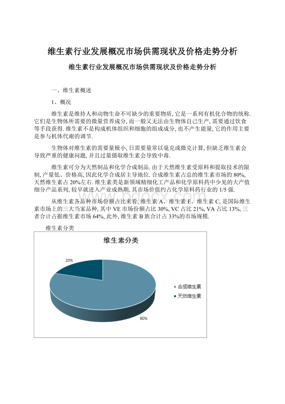 维生素行业发展概况市场供需现状及价格走势分析Word文件下载.docx