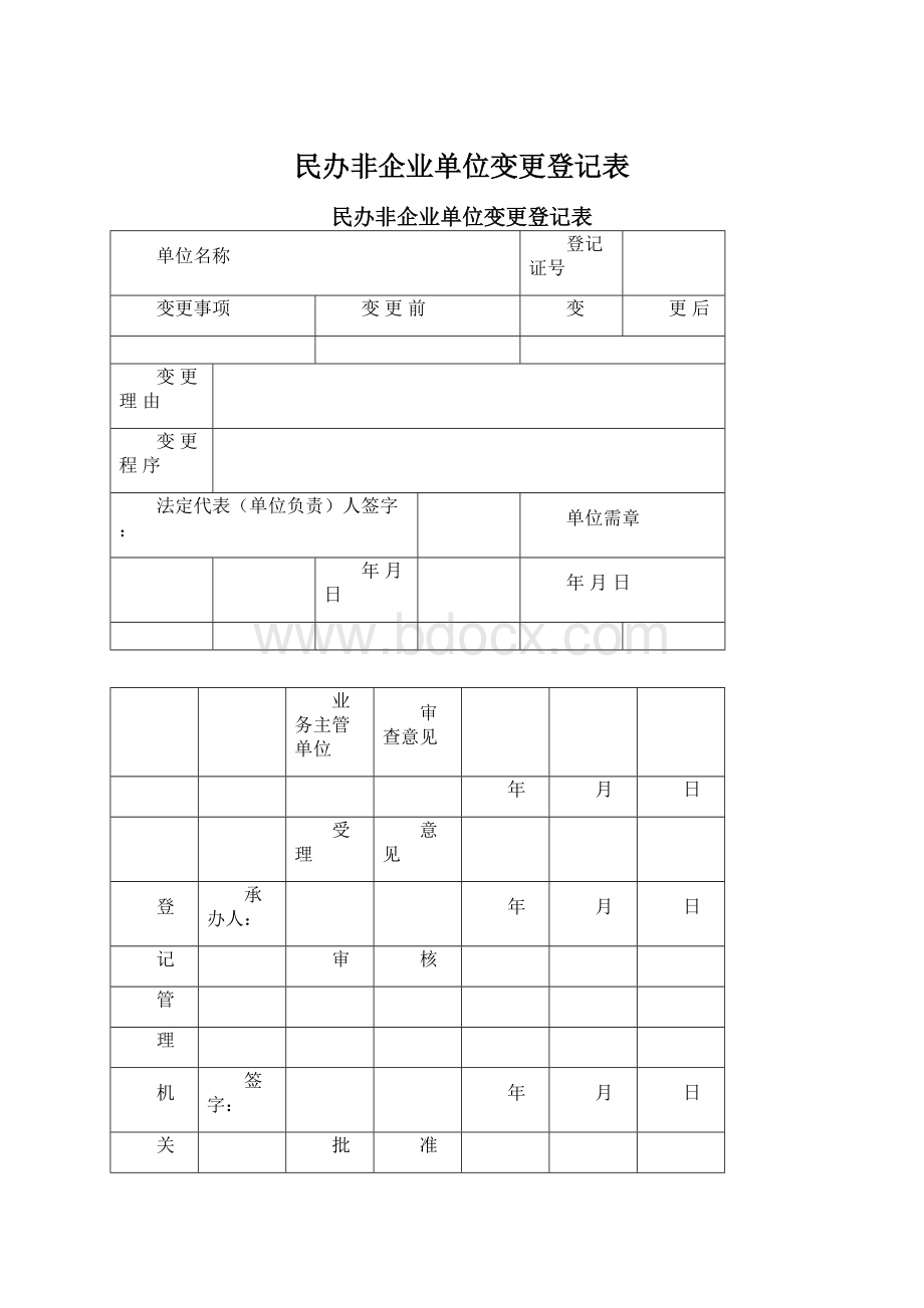 民办非企业单位变更登记表.docx_第1页