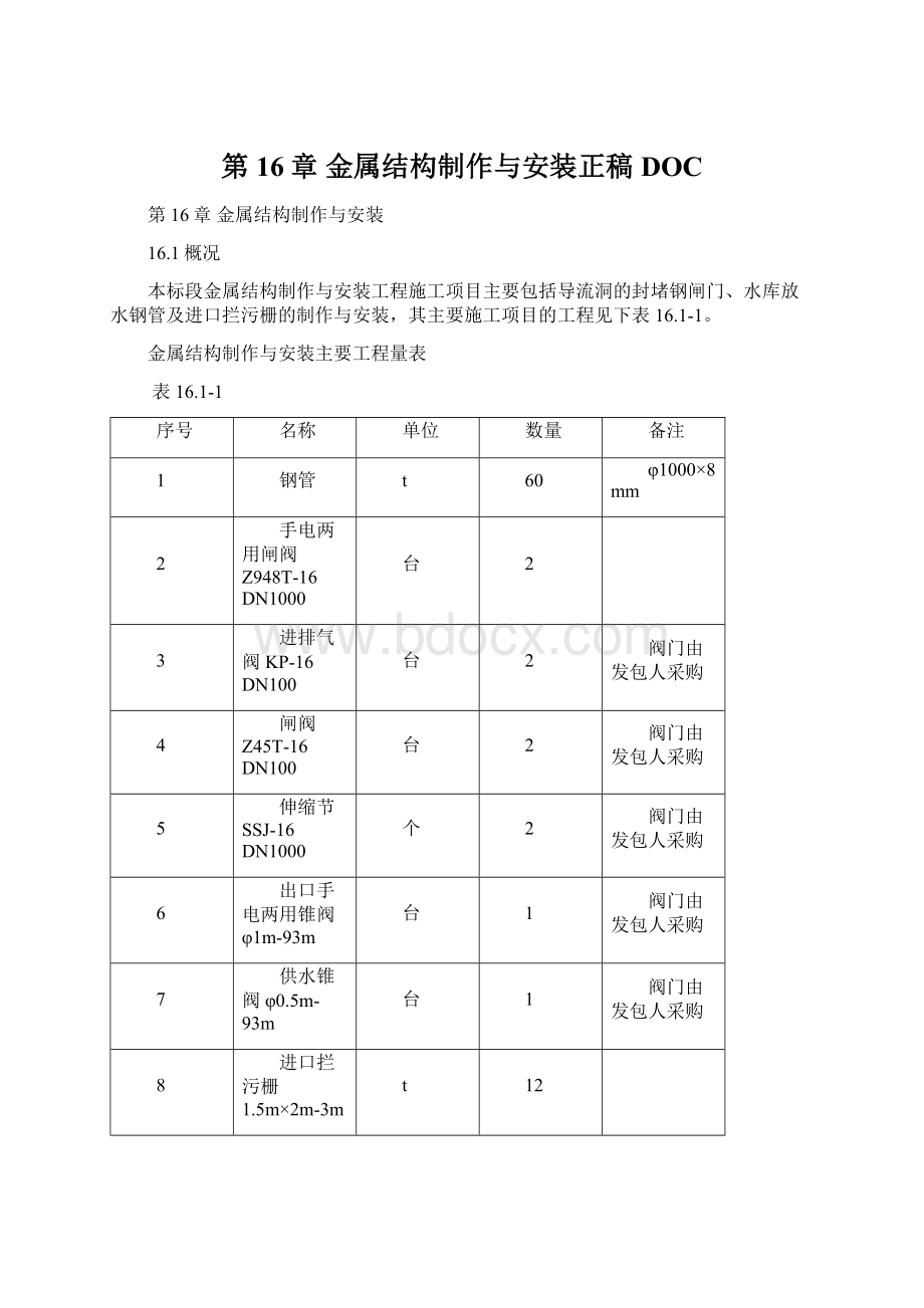 第16章 金属结构制作与安装正稿DOC.docx_第1页