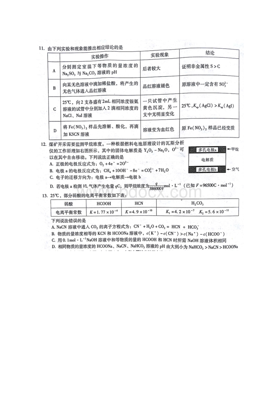 推荐届高三化学上学期第一次月考试题扫描版Word文件下载.docx_第2页