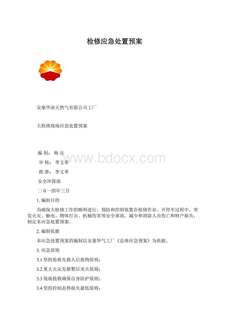 检修应急处置预案Word格式.docx