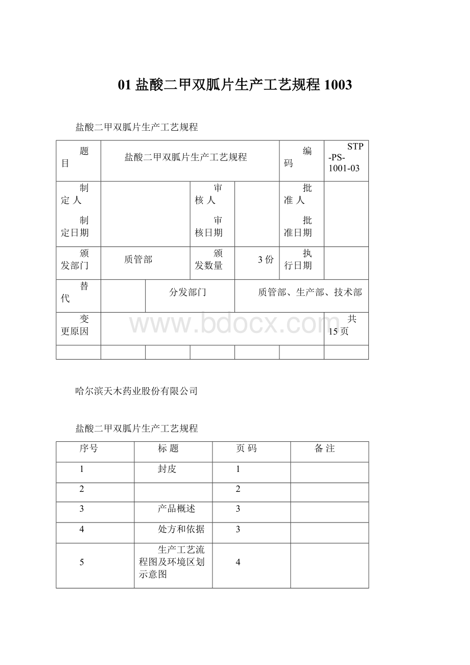 01盐酸二甲双胍片生产工艺规程1003Word文档下载推荐.docx