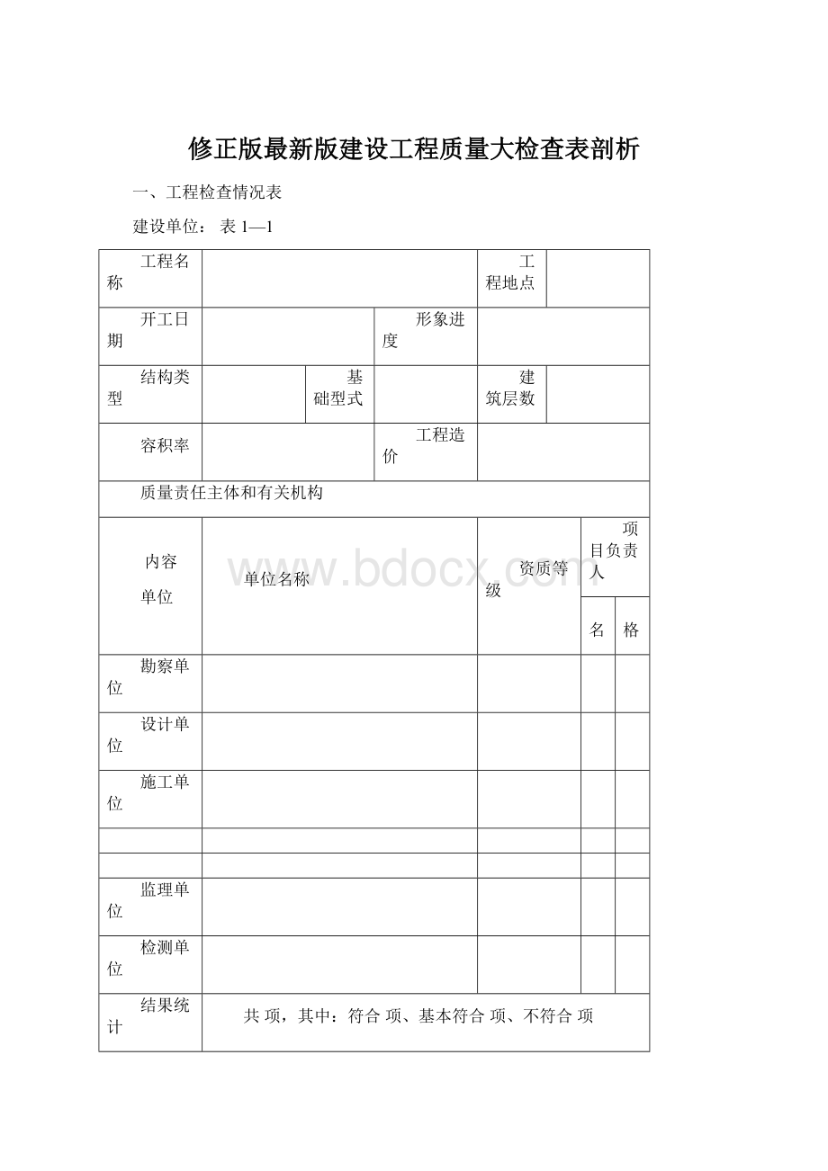 修正版最新版建设工程质量大检查表剖析Word文件下载.docx