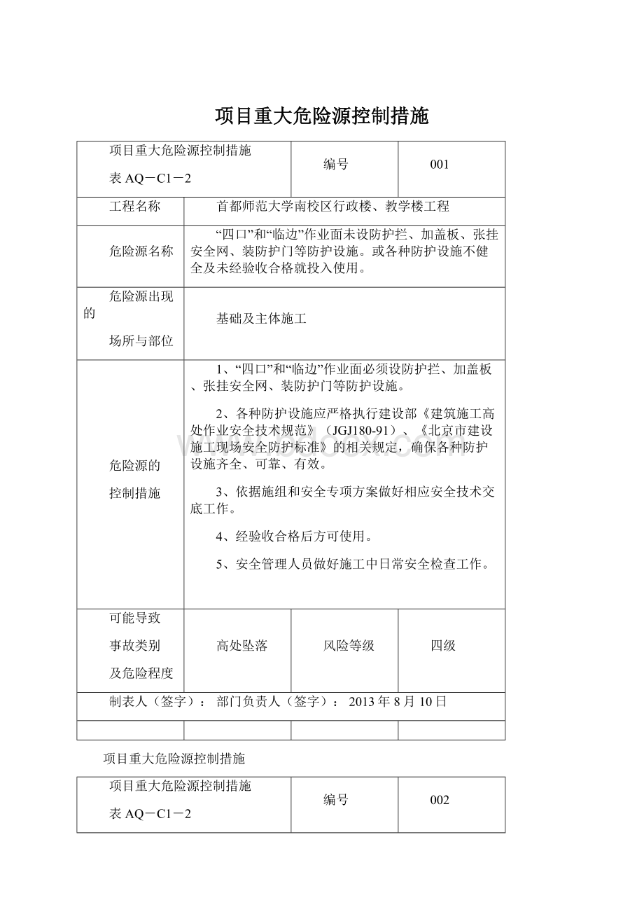 项目重大危险源控制措施.docx