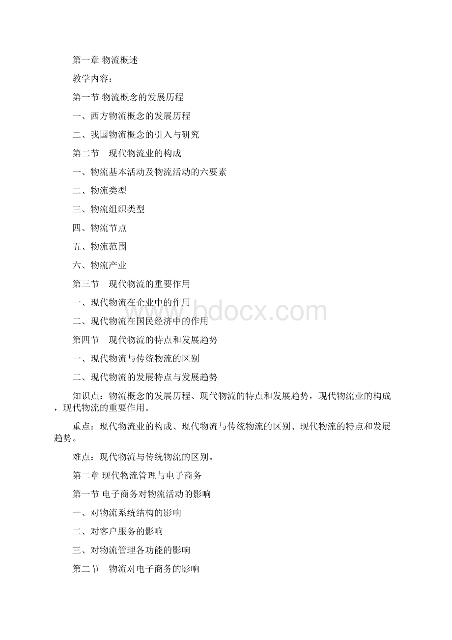 现代物流管理教学大纲.docx_第2页