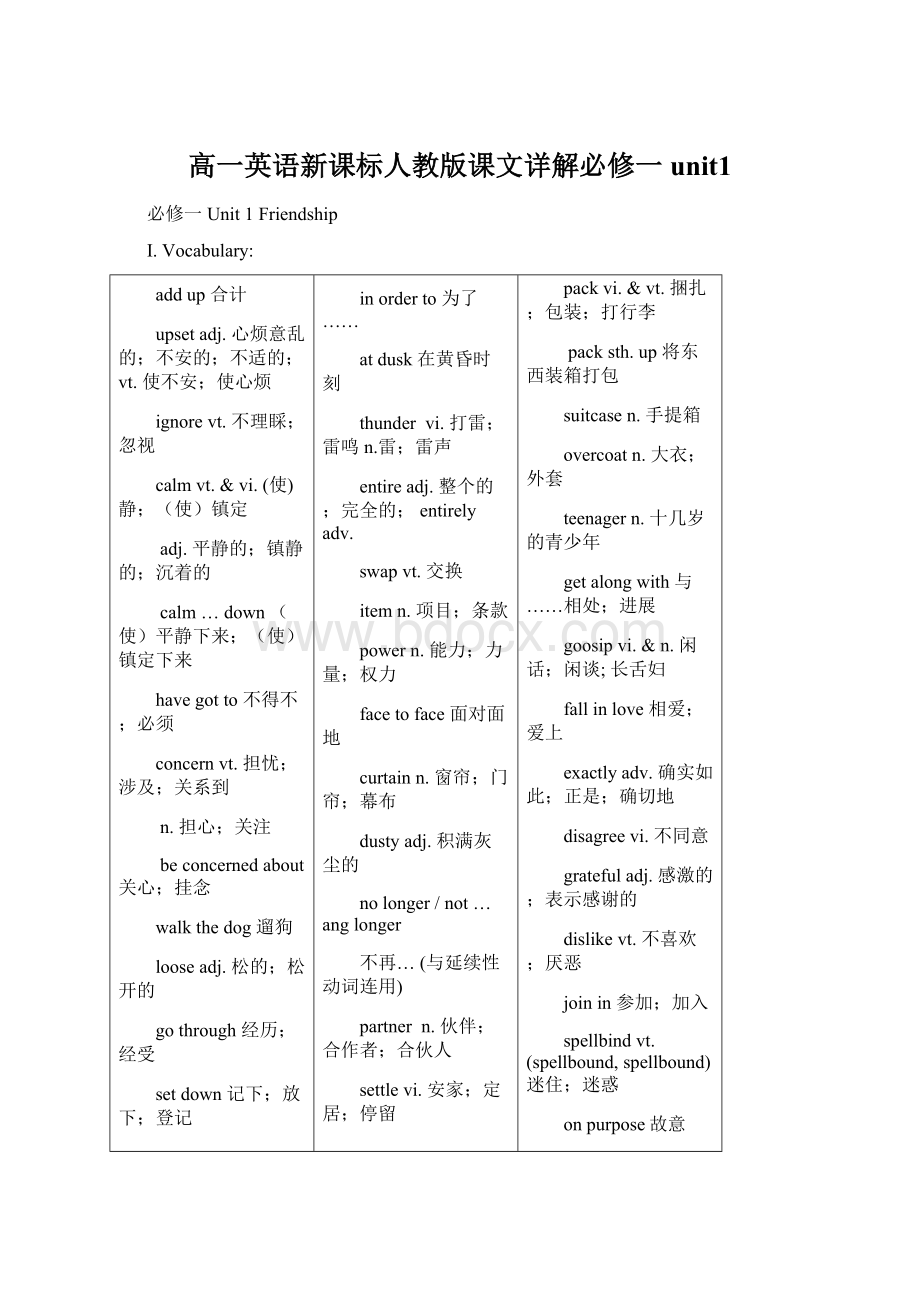 高一英语新课标人教版课文详解必修一unit1Word格式文档下载.docx_第1页