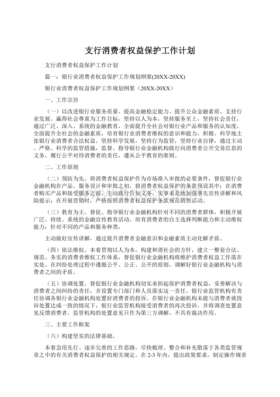 支行消费者权益保护工作计划Word格式.docx_第1页