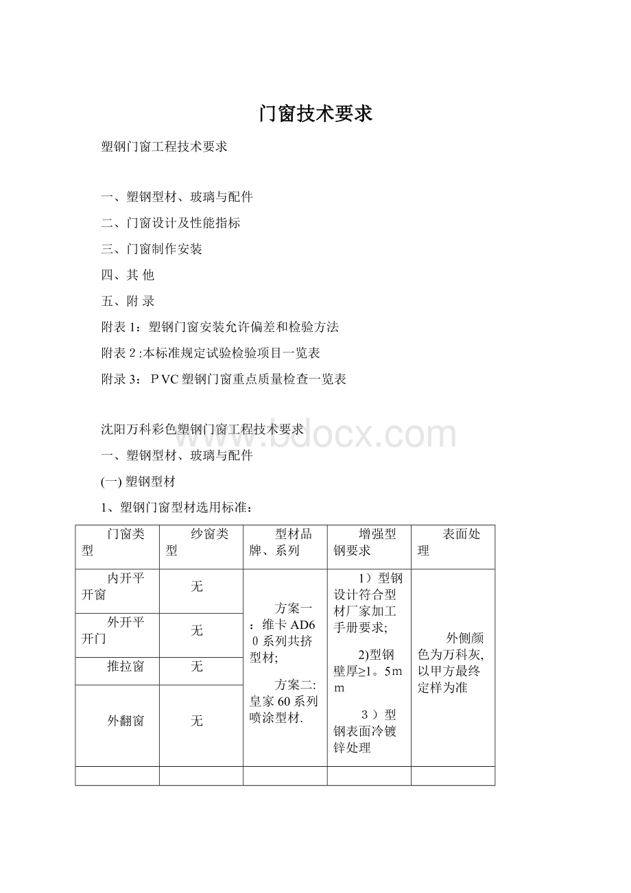 门窗技术要求Word文件下载.docx_第1页