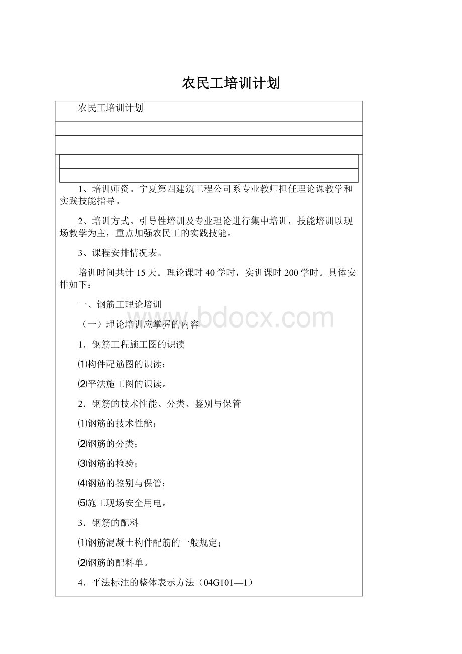 农民工培训计划Word下载.docx