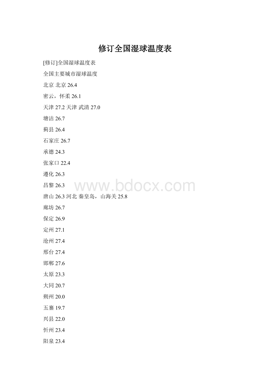 修订全国湿球温度表文档格式.docx_第1页