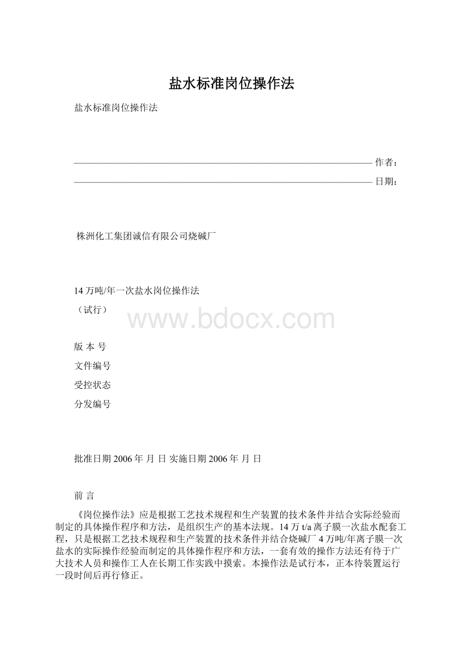 盐水标准岗位操作法Word文档下载推荐.docx