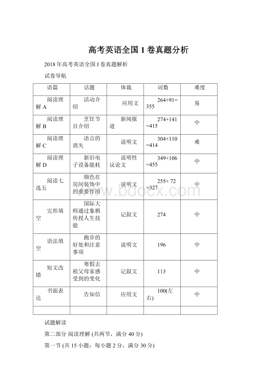 高考英语全国1卷真题分析.docx_第1页