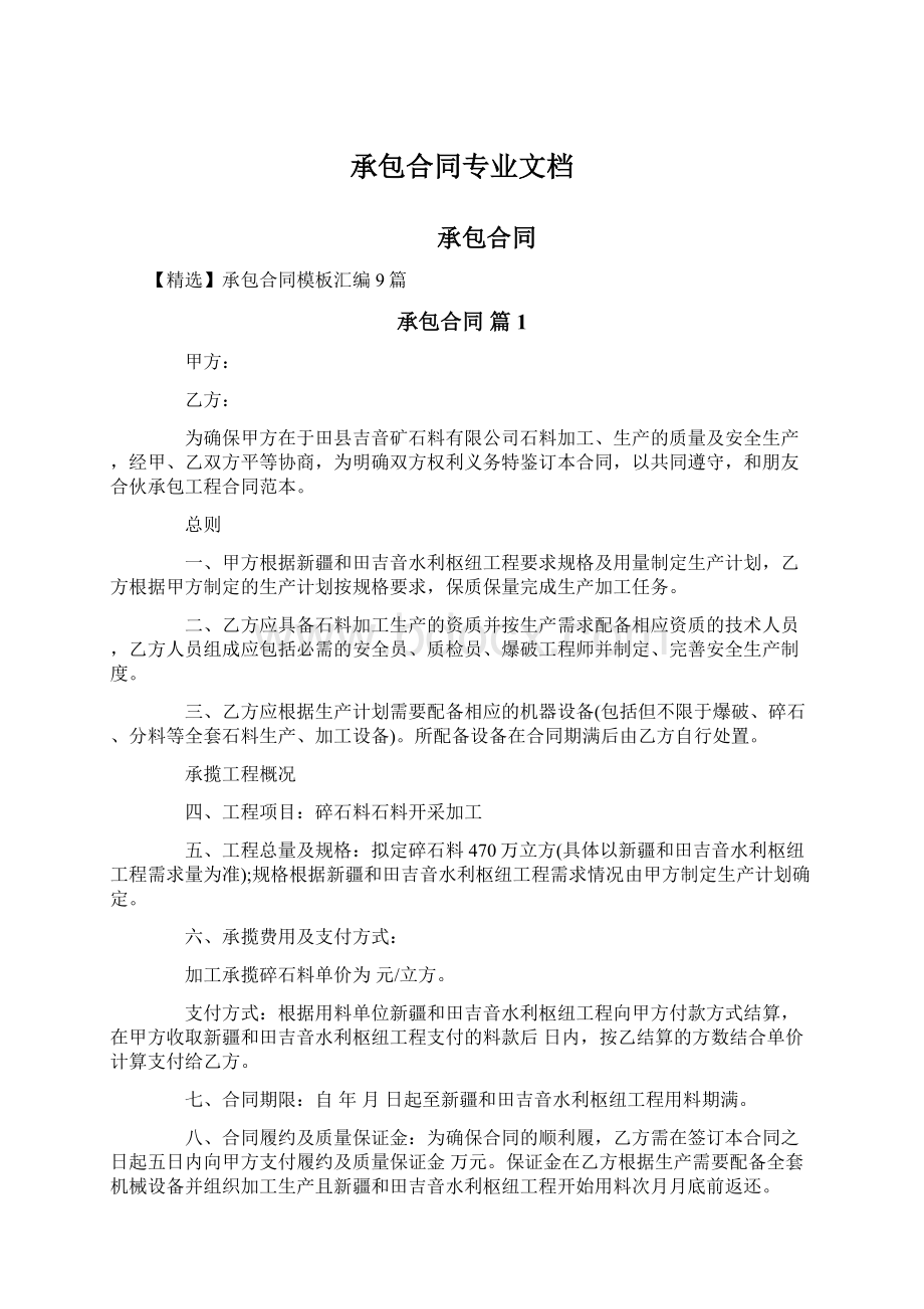 承包合同专业文档.docx_第1页