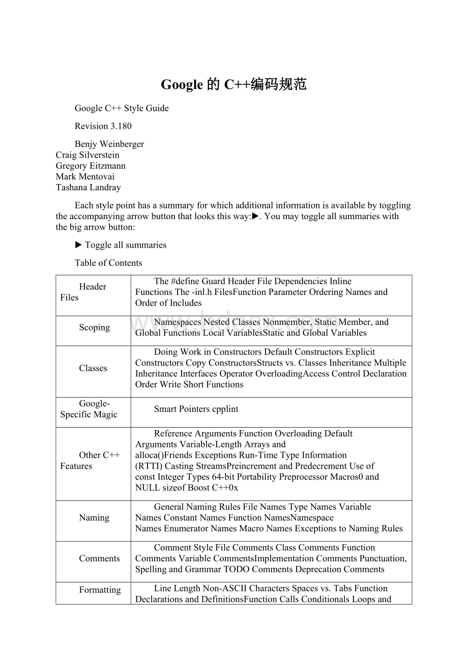 Google的C++编码规范Word文档格式.docx