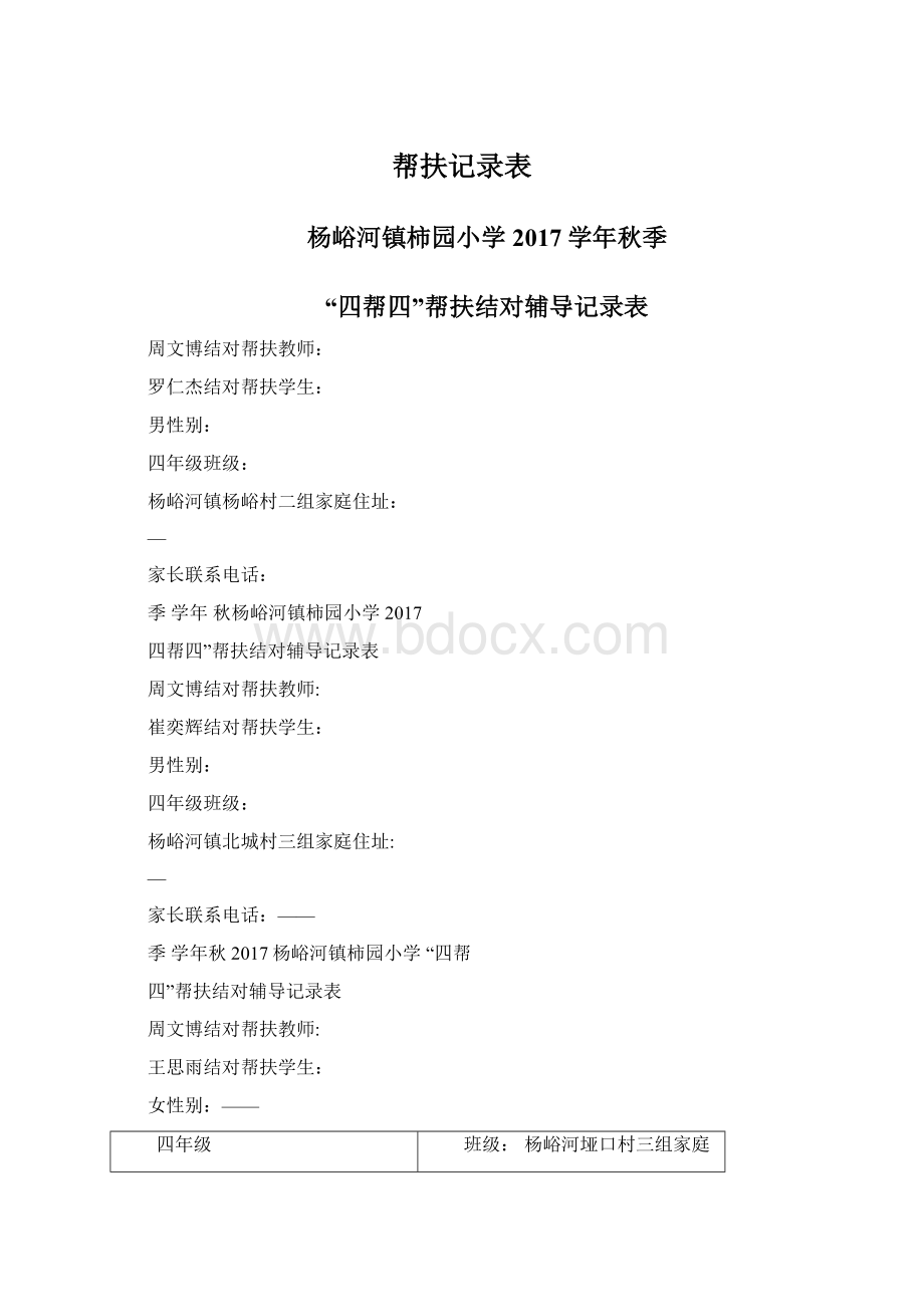 帮扶记录表Word格式.docx_第1页