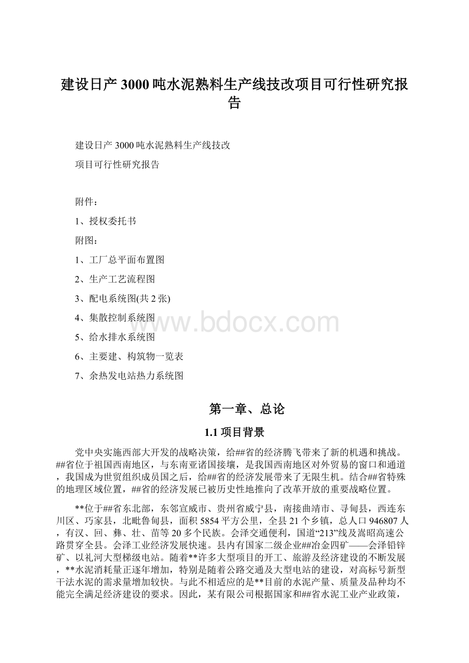 建设日产3000吨水泥熟料生产线技改项目可行性研究报告Word文档格式.docx