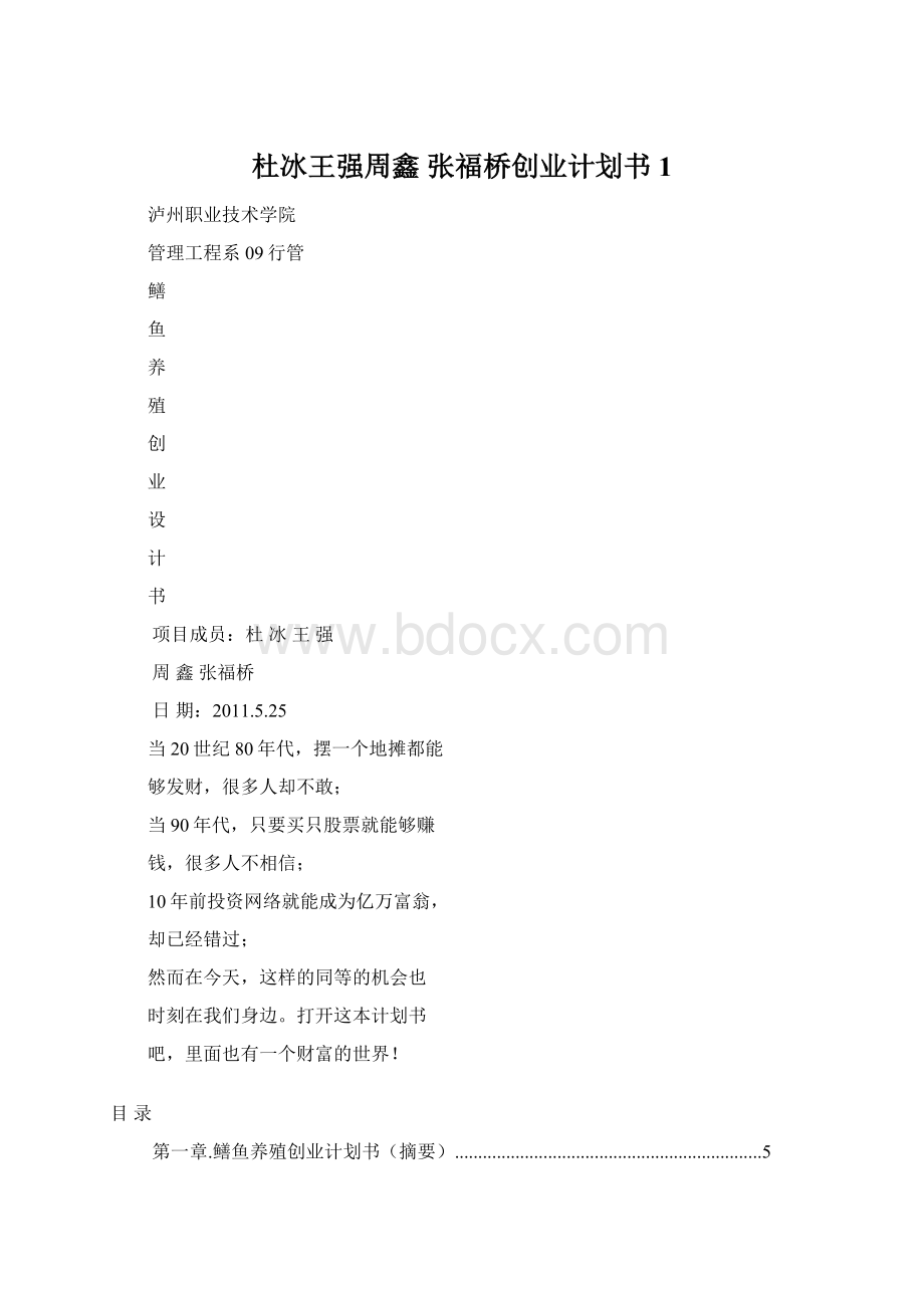 杜冰王强周鑫张福桥创业计划书1.docx