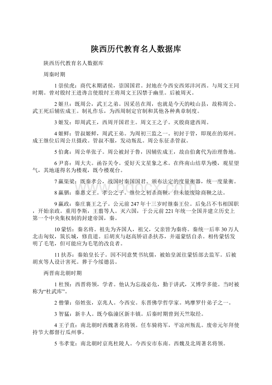 陕西历代教育名人数据库文档格式.docx