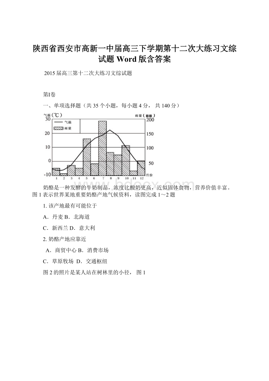 陕西省西安市高新一中届高三下学期第十二次大练习文综试题Word版含答案Word文档下载推荐.docx