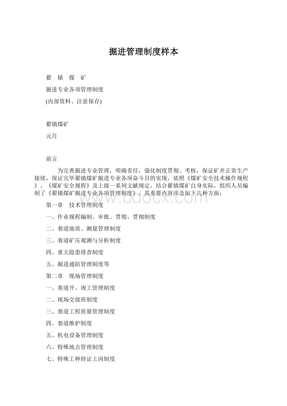 掘进管理制度样本Word下载.docx