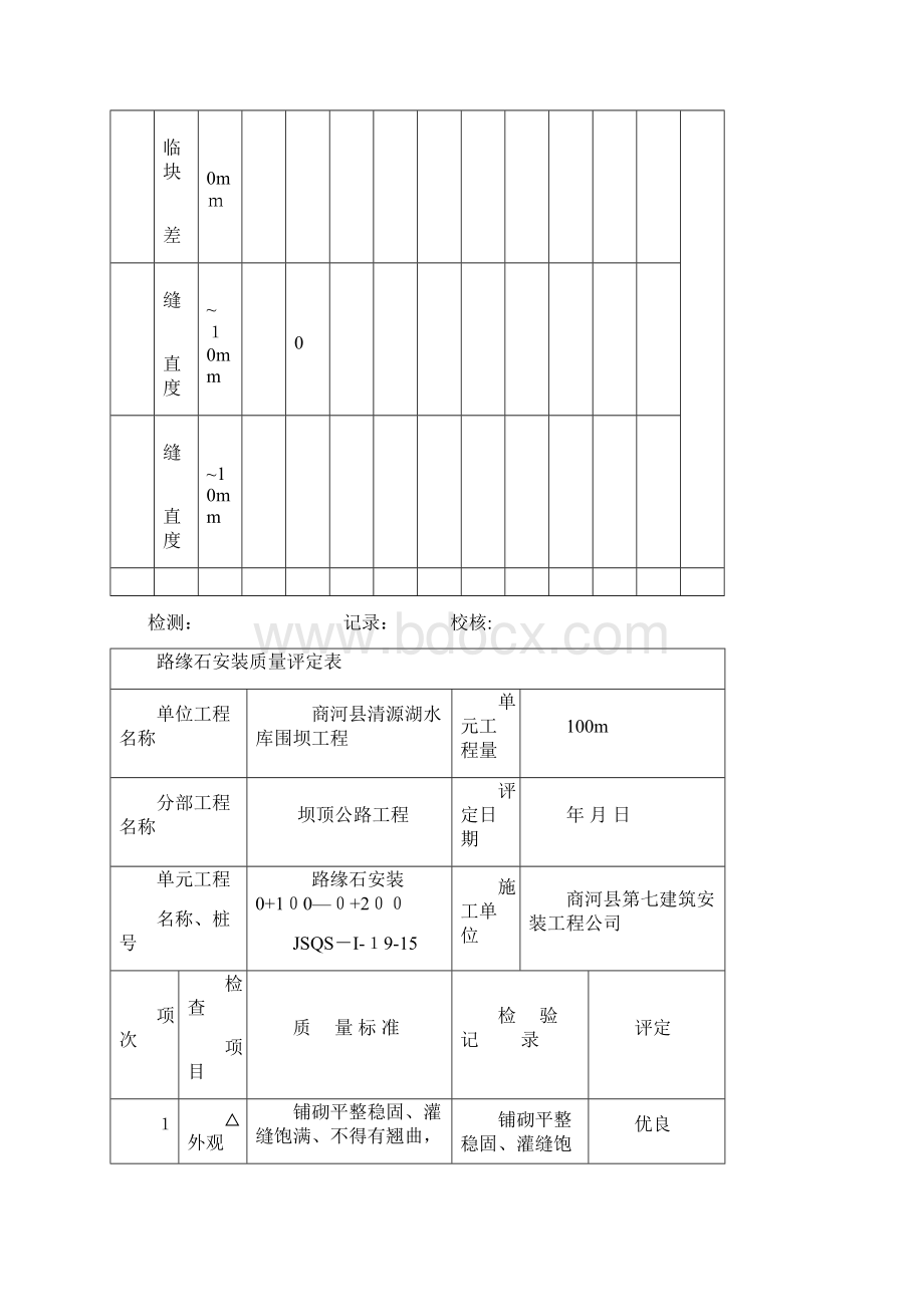 路缘石安装质量评定表Word文件下载.docx_第3页