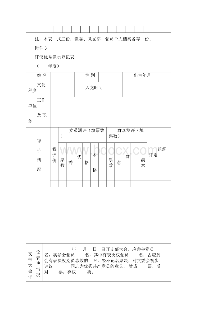 民主评议党员工作有关表格模板.docx_第3页