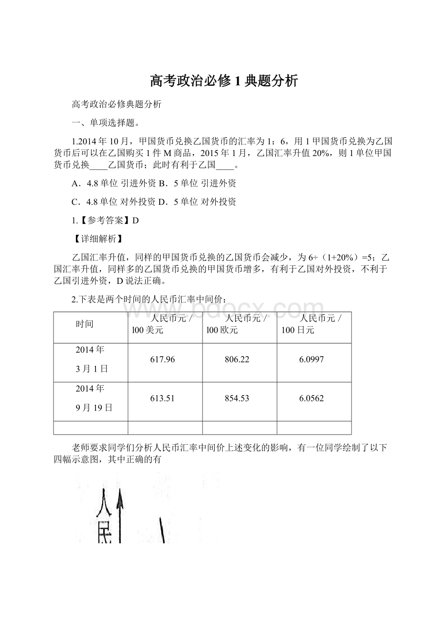 高考政治必修1典题分析.docx_第1页