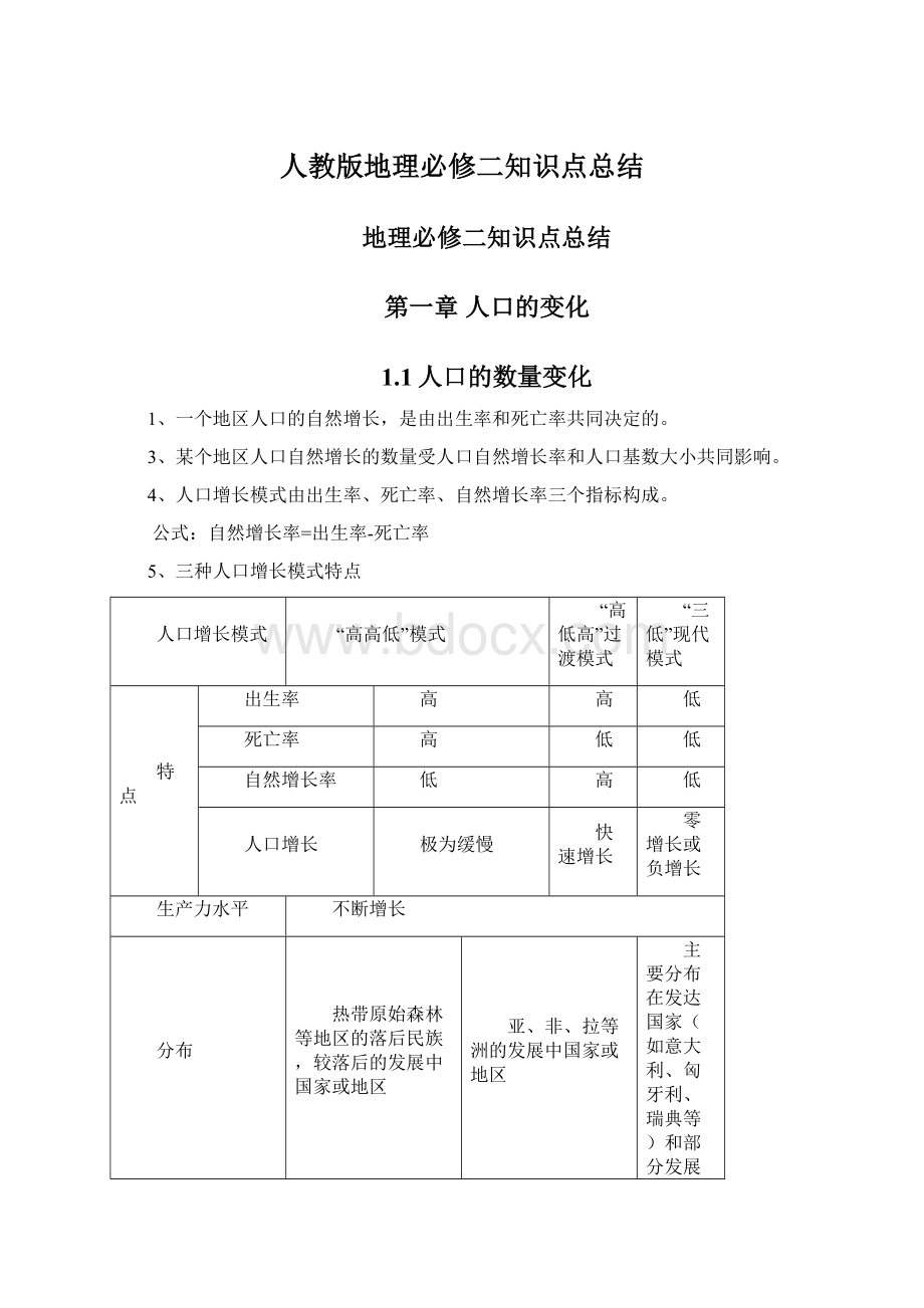 人教版地理必修二知识点总结.docx