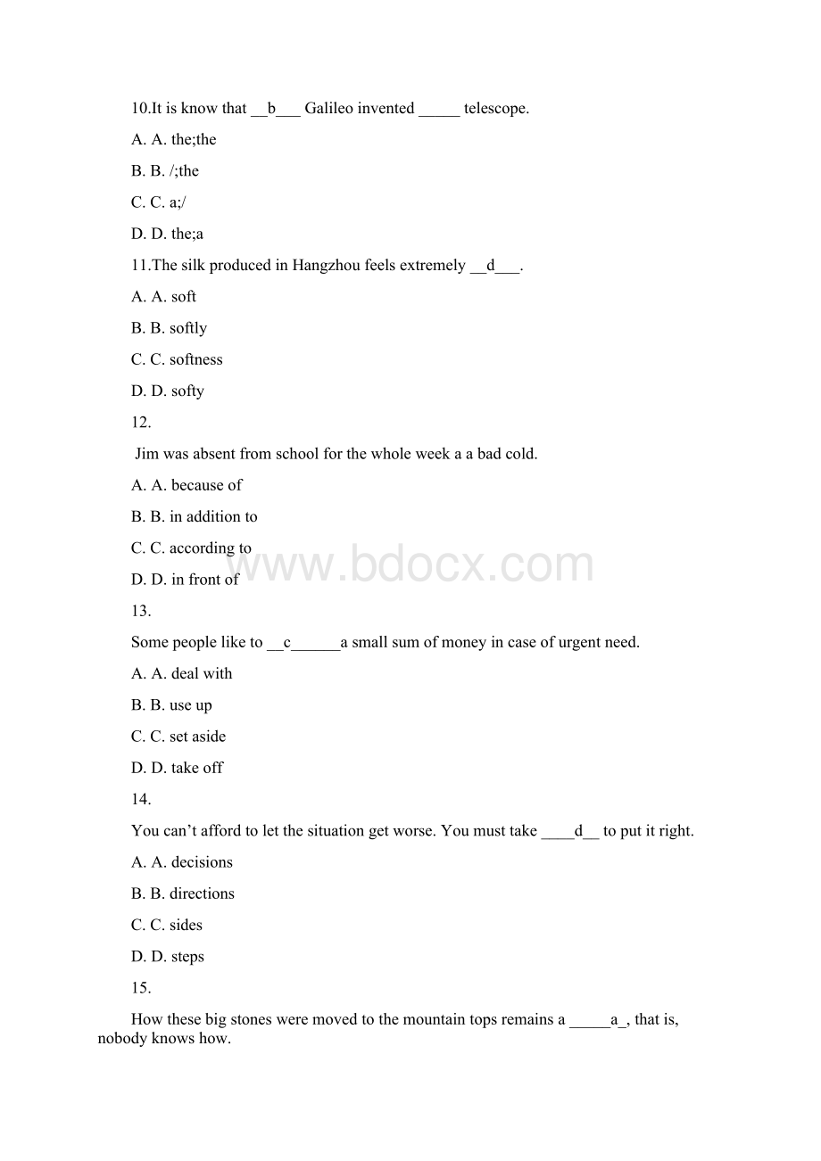 北京大学15春《大学英语3》在线作业六答案.docx_第3页