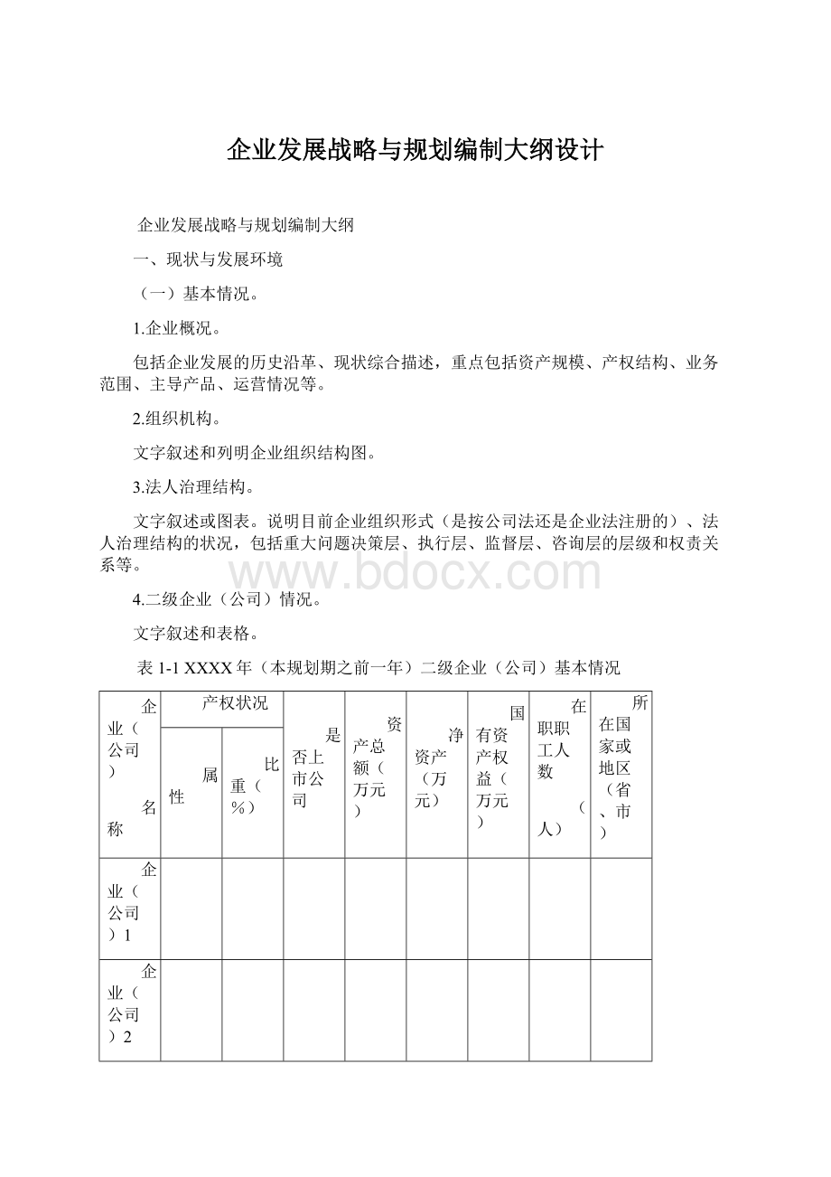 企业发展战略与规划编制大纲设计.docx