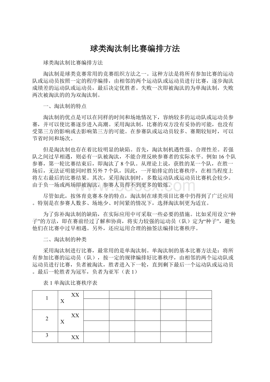 球类淘汰制比赛编排方法Word文档格式.docx