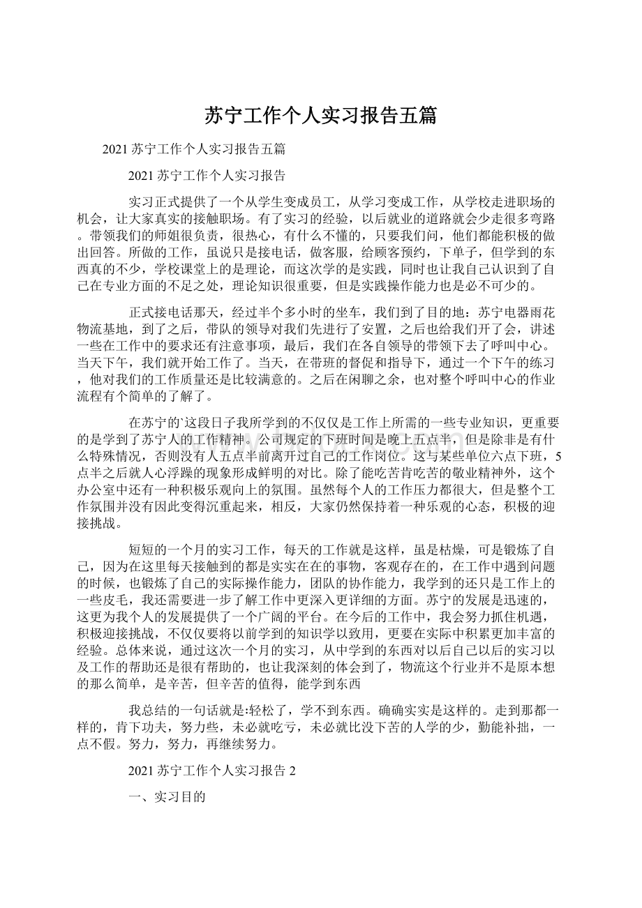 苏宁工作个人实习报告五篇.docx