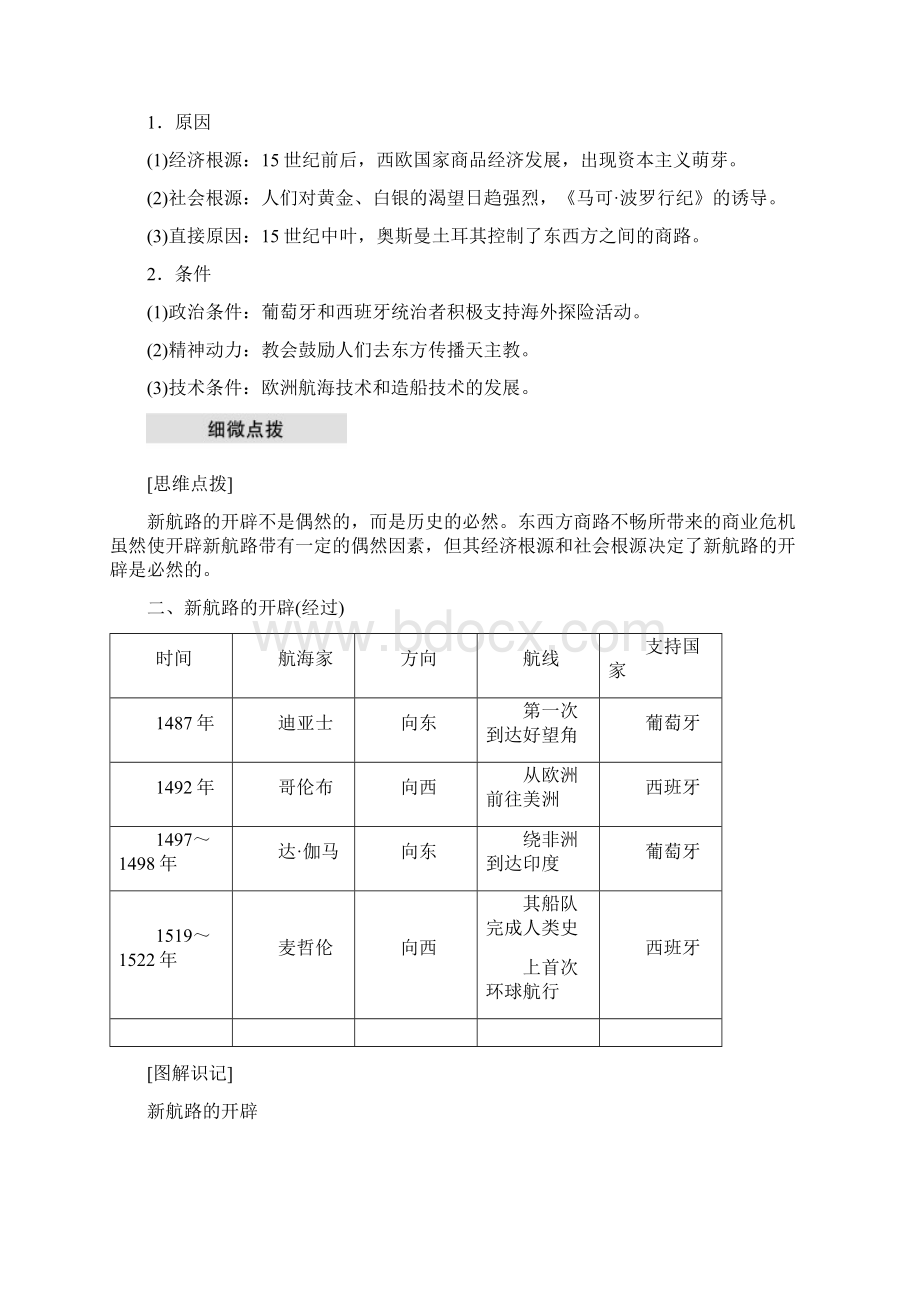 学年度高中历史第二单元资本主义世界市场的形成和发展第5课开辟新航路学案新人教版Word文件下载.docx_第2页