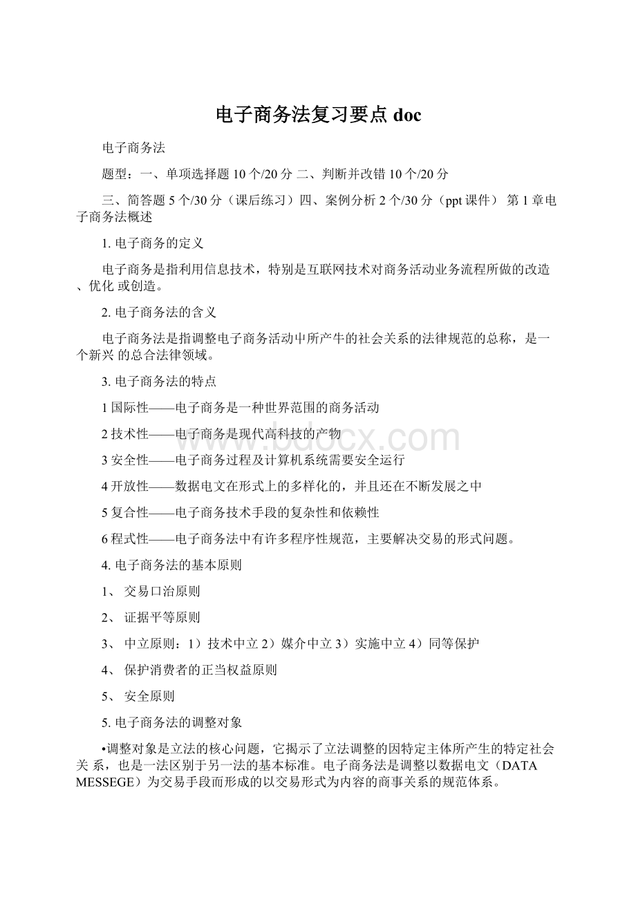 电子商务法复习要点doc.docx