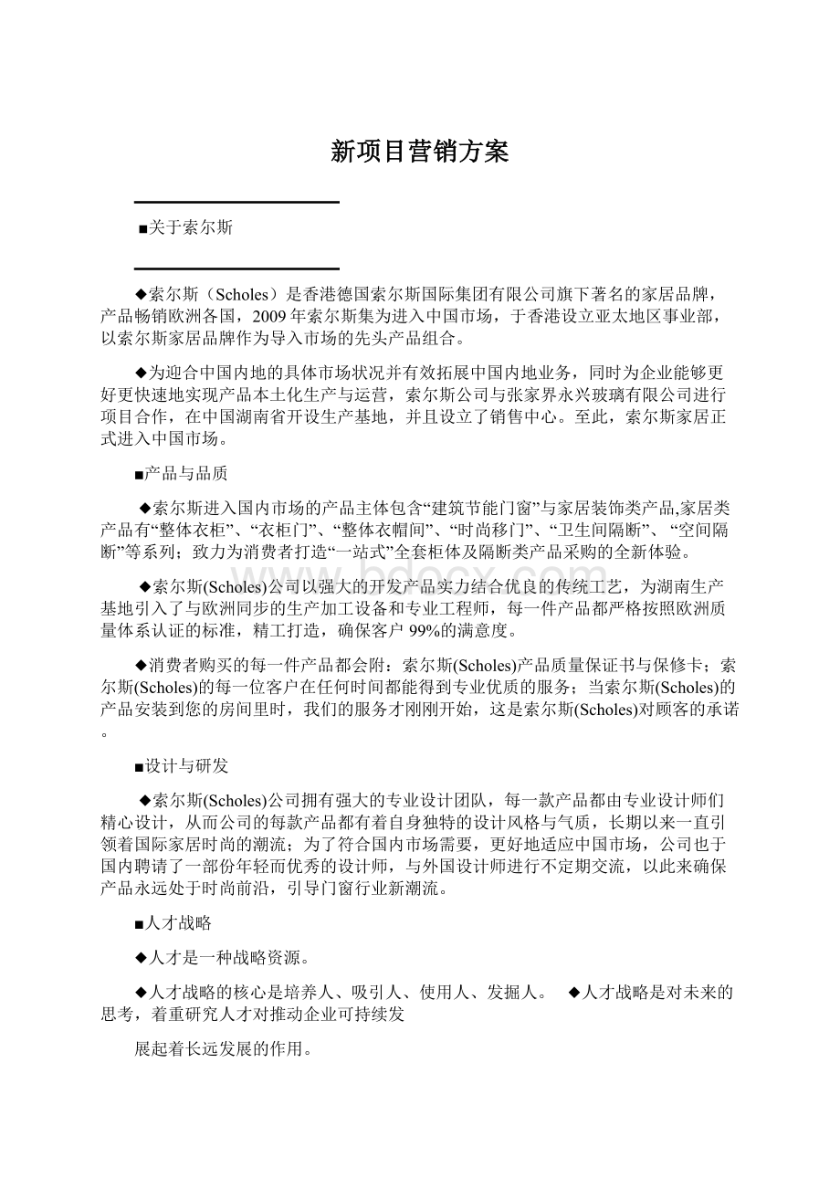 新项目营销方案文档格式.docx