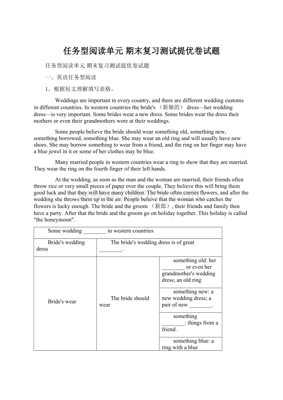 任务型阅读单元 期末复习测试提优卷试题.docx_第1页