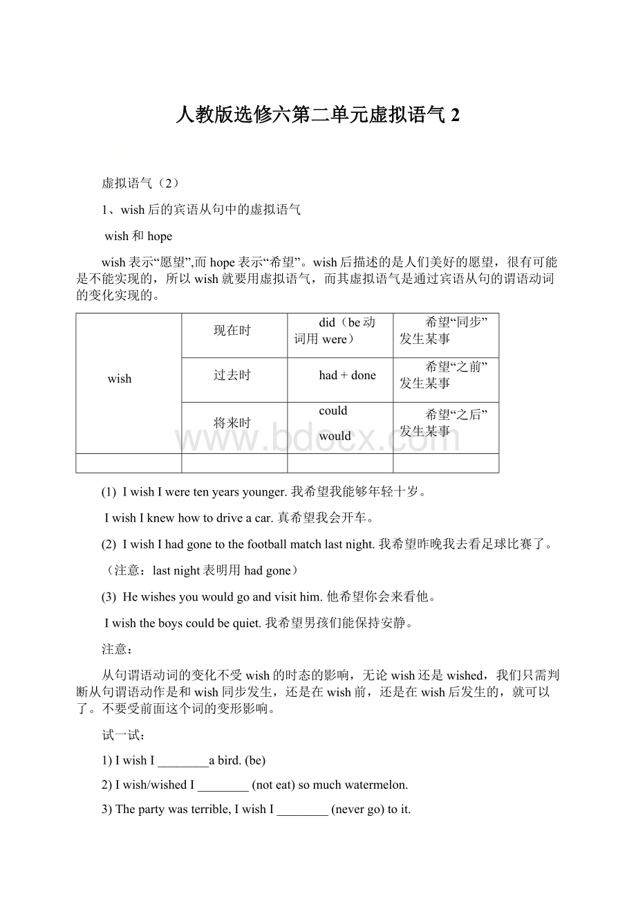 人教版选修六第二单元虚拟语气2Word文档格式.docx_第1页