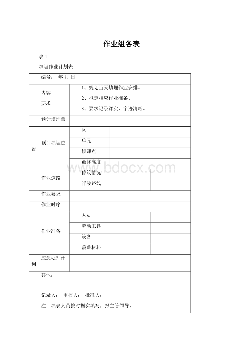 作业组各表.docx