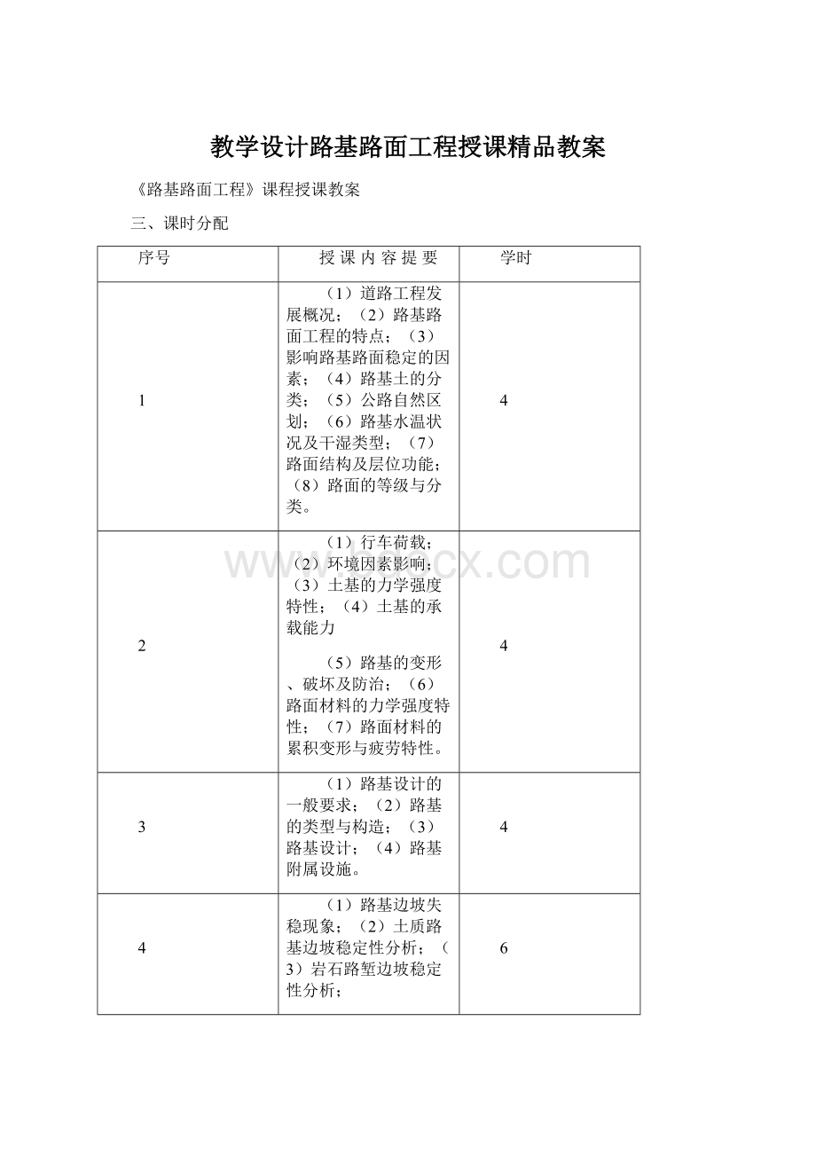 教学设计路基路面工程授课精品教案Word格式文档下载.docx_第1页