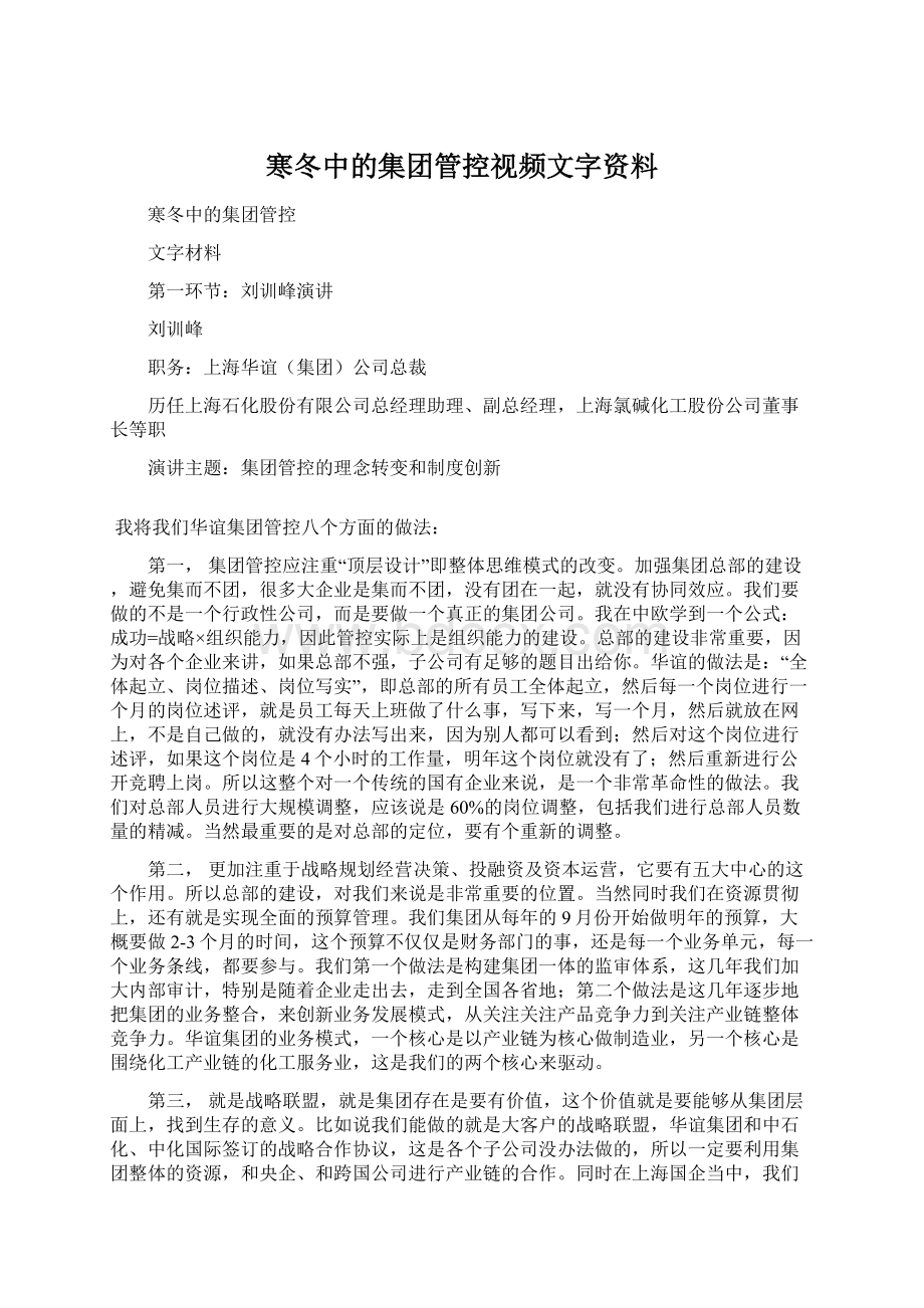 寒冬中的集团管控视频文字资料.docx