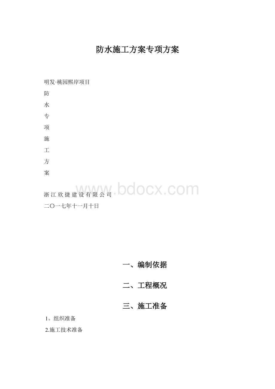 防水施工方案专项方案Word格式.docx